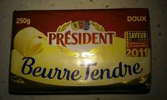 Beurre tendre doux PRESIDENT, 82%MG, 250g