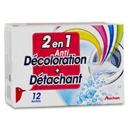 Auchan anti décoloration + détachant sachet 2en1 x12
