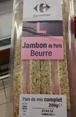Sandwich jambon beurre Carrefour Bon App'