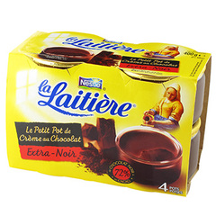 La laitiere, le petit pot de creme au chocolat extra-noir, 72% de cacao, 4 x 100g, 400g
