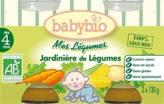 Babybio, Mes legumes BIO, jardiniere de legumes , cuisson vapeur, pot verre 2x130 gr
