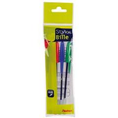 Auchan stylos billes couleurs assorties ?criture moyenne x4