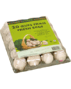 20 Oeufs frais blancs casher - poules elevees en cage