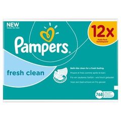 Pampers - Fresh Clean - Lingettes Bébé - Lot de 12 Paquets de 64 (x768 Lingettes)