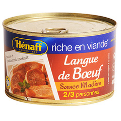Henaff, Langue de boeuf sauce Madere, la boite de 410g
