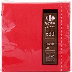 Serviettes en papier Soft Touch rouges 2 plis 38x38cm