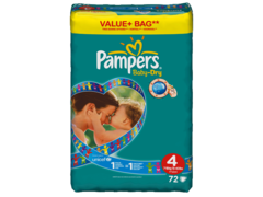 Couche Baby-Dry maxi taille 4 (7-18kg) Pampers value + bag x72