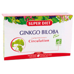 SuperDiet Ginkgo Biloba Bio Circulation Mémoire 20 ampoules de 15ml soit 300ml