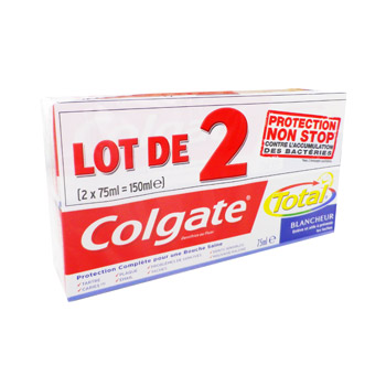 Colgate dentifrice total + blancheur 2x75ml