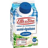 Crème fraîche semi épaisse légère ELLE & VIRE, 15% de mg, 25cl
