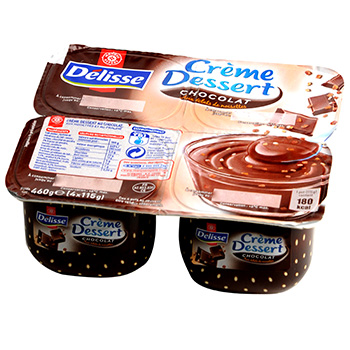 Creme dessert Delisse chocolat Aux eclats de noisettes 4x125g
