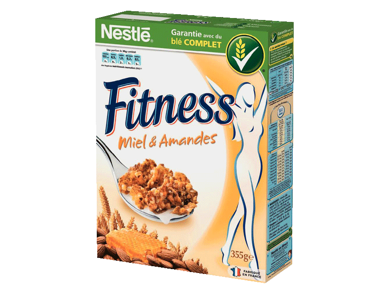 Fitness Cereales pretes a consommer, miel & amandes, Le paquet de 355g