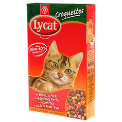 Croquettes chats Lycat Boeuf foie legumes 400g