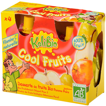 Kalibio Cool Fruits pomme poire bio 4x90g