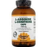 Country Life - L-Arginine L-Ornithine Hydrochloride Caps 1000 mg - 180 Capsules