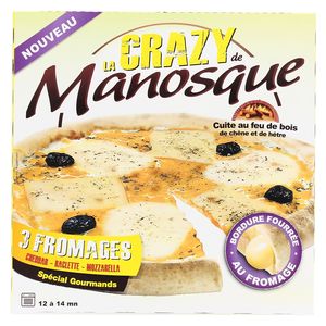 Pizza de manosque, Pizza la crazy de manosque aux 3 fromages , la boite de 570 gr
