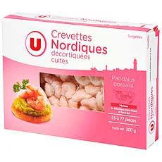 Crevettes nordiques cuites et décortiquées U, 55 à 75 pièces, 200g