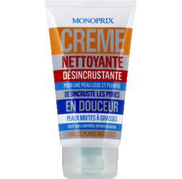 Crème nettoyante désincruste, pour une peau lisse et purifiée, peaux mixtes à grasses.