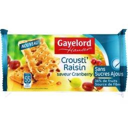Biscuits sans sucre ajouté Croustiraisin saveur cranberry GAYELORD HAUSER, paquet 175g