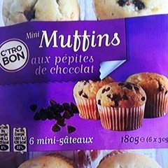 Mini muffins pépites chocolat C'TROBON, 6x30g