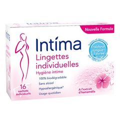 Lingettes hygiene intime Intima Extrait d'hamamelis x16