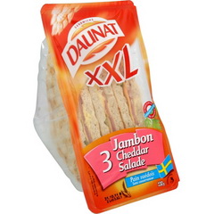 Sandwich XXL pain polaire, jambon et cheddar DAUNAT, 230g