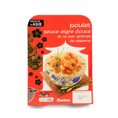 Invitation au voyage - Poulet sauce aigre douce et riz basmati aux carottes 1 personne, 3 minutes au micro-ondes