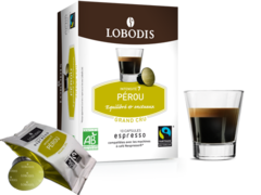 Cafe dosettes expresso Lobodis Pur arabica bio Perou x10 50g