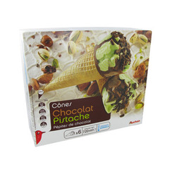 Auchan cones chocolat/pistache x6 - 720ml