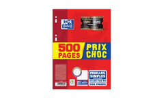 Oxford, Feuilles simples perforees, grands carreaux Seyes- 21X29,7cm- A4, les 500 pages