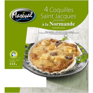 Coquilles Saint Jacques 20% de noix cuisinées à la normande MAREVAL x4360g