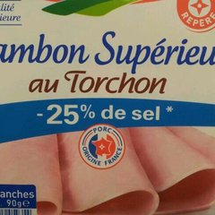 Jambon supérieur Tradilège Torchon sel réduit VPF x2 90g