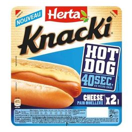 Herta, Knacki - Hot Dog Cheese et pain moelleux, la barquette de 2 - 230 g