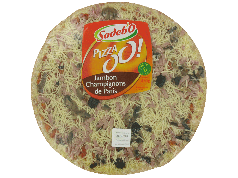 Pizza Sodebo OO! jambon Champignons de Paris 450g