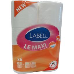 Labell, Papier toilette blanc, le paquet de 6 rouleaux compact = 12 rouleaux