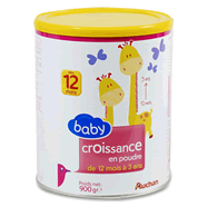 Auchan baby croissance en poudre boite 900g 12mois à 3ans