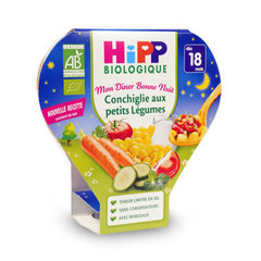 Hipp bio conchiglie petits legumes assiette 260g des 15 mois