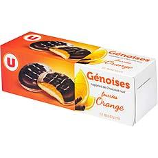 Genoises fourrees orange nappees de chocolat U, 150g