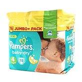Couches baby dry jumbo + taille 4 PAMPERS, 78 unités