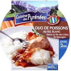 Cuisine des Pyrenees, Duo de poissons au riz blanc et sa sauce au vin, la barquette de 300g