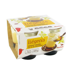 Auchan Liegeois saveur vanille sur lit de caramel 4x100g