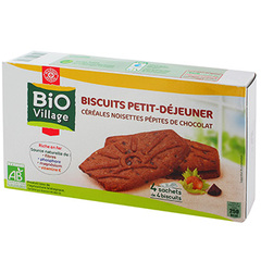 Biscuits petit-dej. Bio Village Cereales noisettes 4x4 200g
