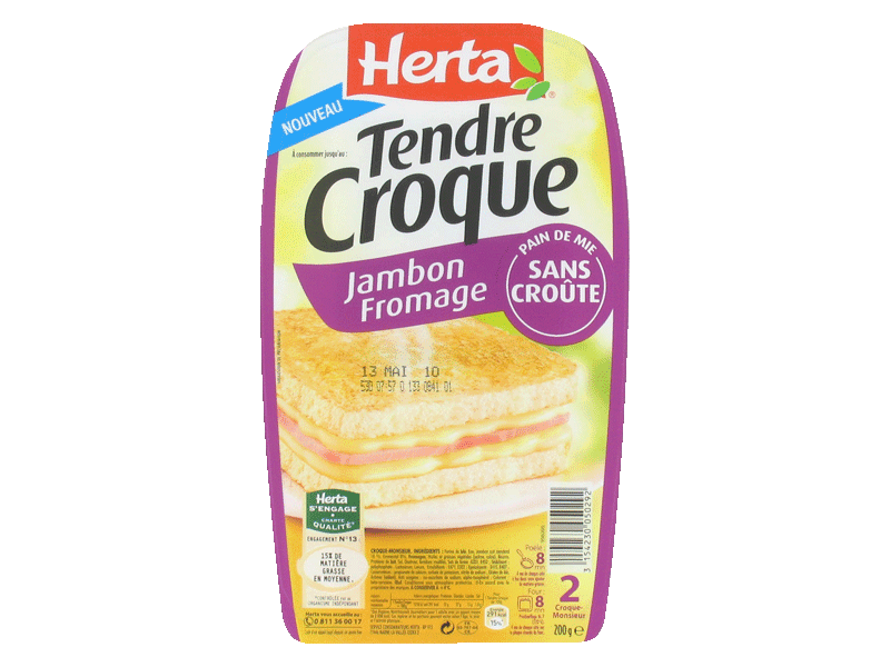Herta tendre croque moelleux jambon fromage x2-200g