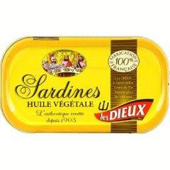 Les Dieux, Sardines a l'huile vegetale, recette traditionnelle, la boite,69g