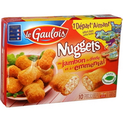Nuggets au jambon de dinde et a l'emmental LE GAULOIS, 10 pieces, 180g