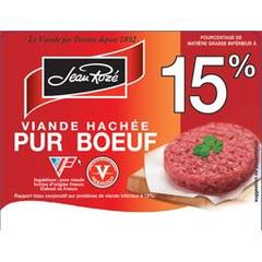 Jean Rozé, Viande hachée en vrac pur bœuf 15%, la barquette de 650 g