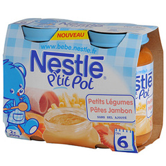 Petit pot infantile aux legumes, pates et jambon P'tit Pot NESTLE, des 6 mois, 2x200g