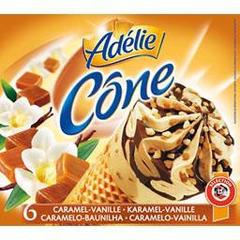 Adelie, Cone caramel vanille, Cone creme glacee caramel et vanille, les 6 cones de 120ml