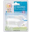 2 Sucettes siliconees U TOUT PETITS, assortis, taille 3