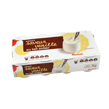 Auchan yaourt au lait entier arome vanille 8x125g